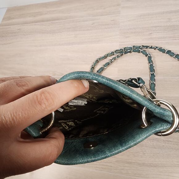 P&G Rhinestone Western Turquoise Cross Metal Studded Crossbody Messenger Bag NWT - Picture 5 of 11